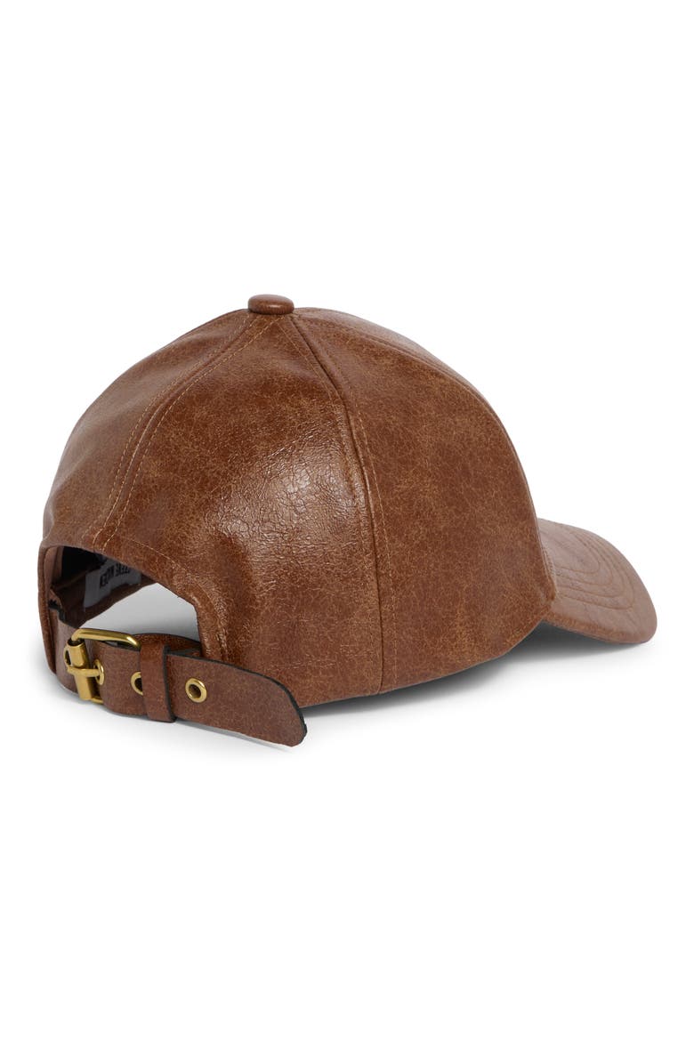 H-Anna Distressed Faux Leather Baseball Cap, Alternate, color, TOBACCO