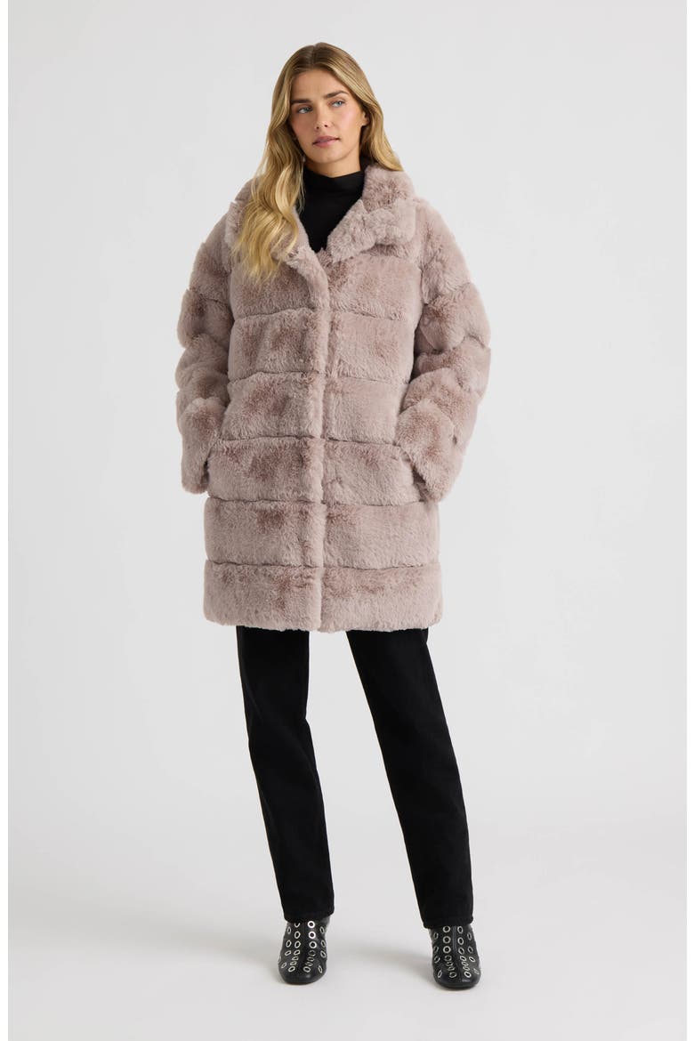 Wide Stripe Faux Fur Coat, Alternate, color, ASH GRAY