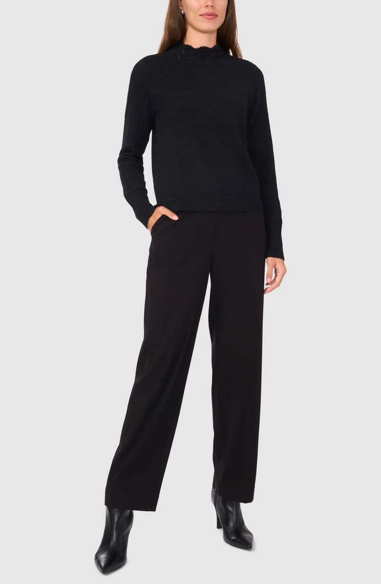 Halogen<sup>®</sup> Pointelle Mock Neck Sweater, Alternate, color,