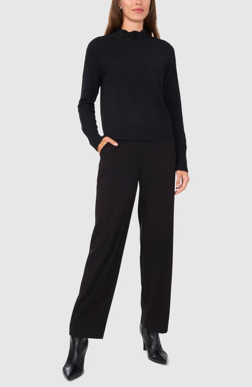 Halogenr Halogen(r) Pointelle Mock Neck Sweater In Rich Black