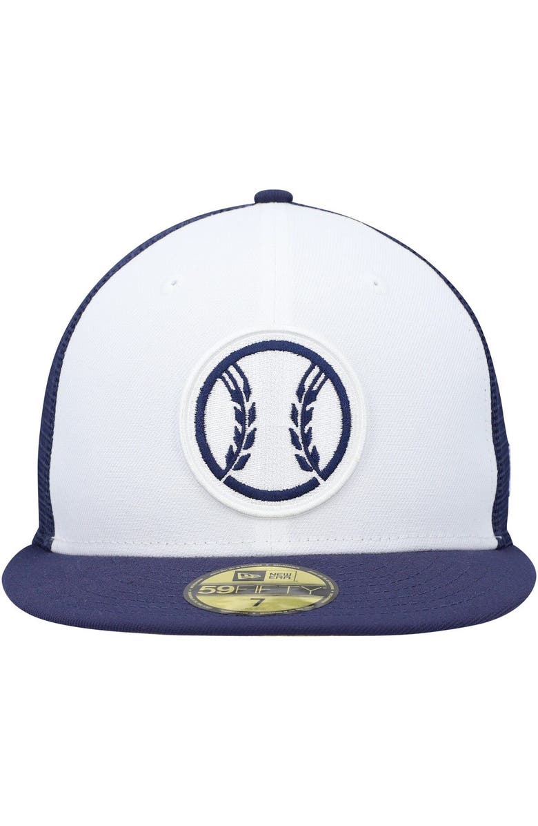 New Era Men's New Era White/Navy Milwaukee Brewers 2023 On-Field Batting Practice 59FIFTY Fitted Hat, Alternate, color, 