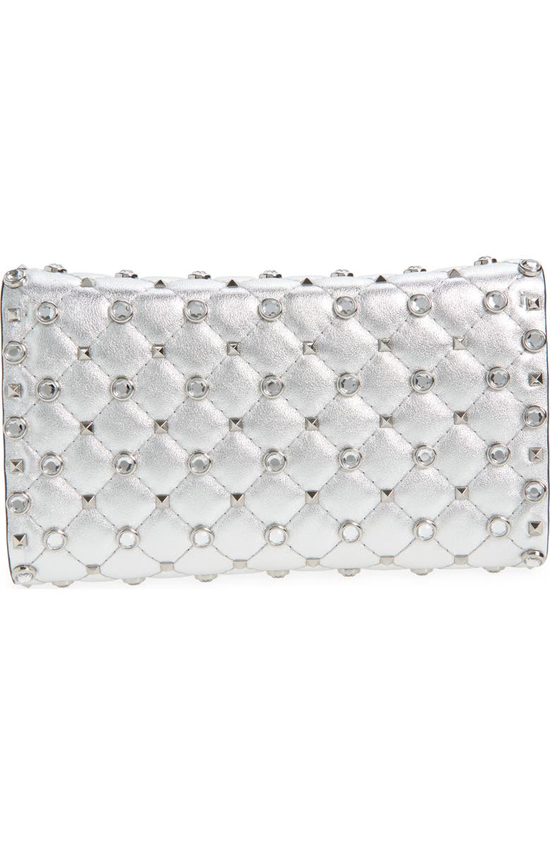 Valentino Garavani Small Rockstud Leather Shoulder Bag, Alternate, color, Silver Lilac