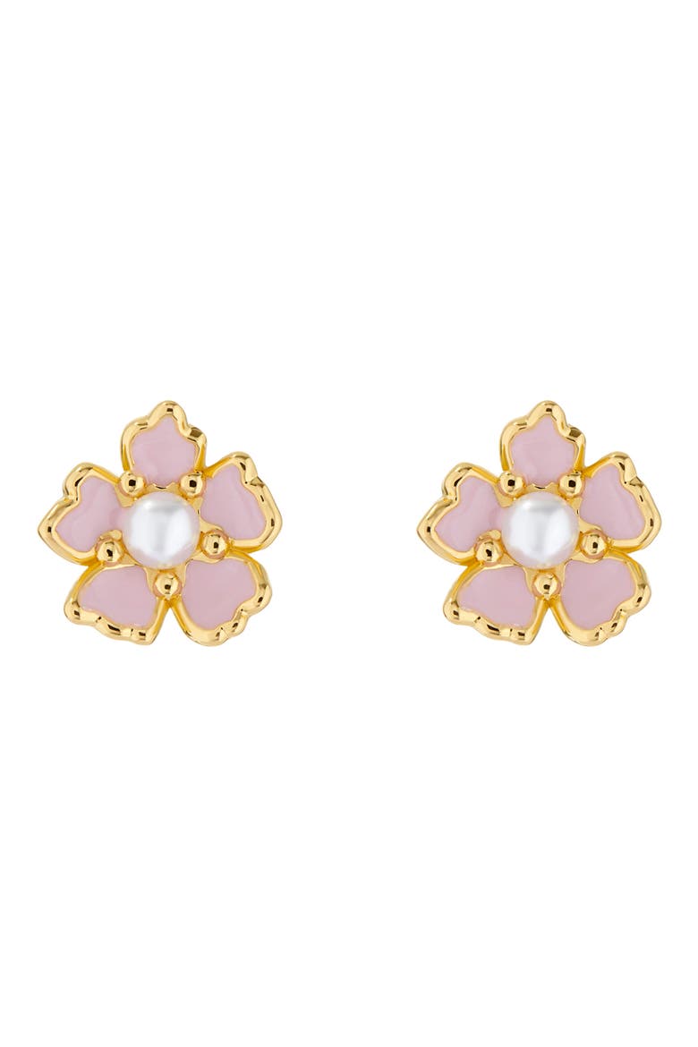 Peti Imitation Pearl Flower Stud Earrings, Main, color, GOLD TONE LIGHT PINK PEARL
