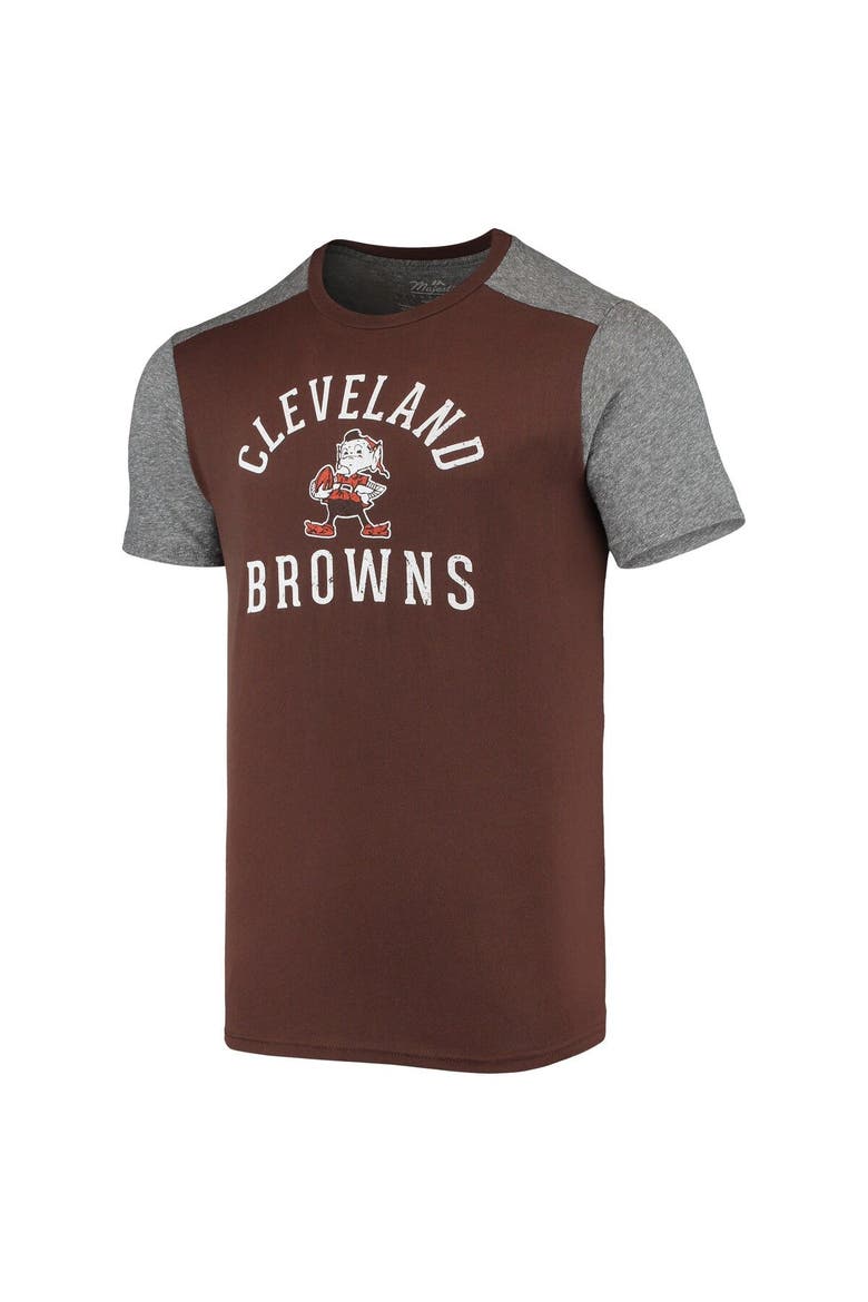 Men's Majestic Threads Brown/Heathered Gray Cleveland Browns Brownie The Elf Gridiron Classics Field Goal Slub T-Shirt, Alternate, color, Brown