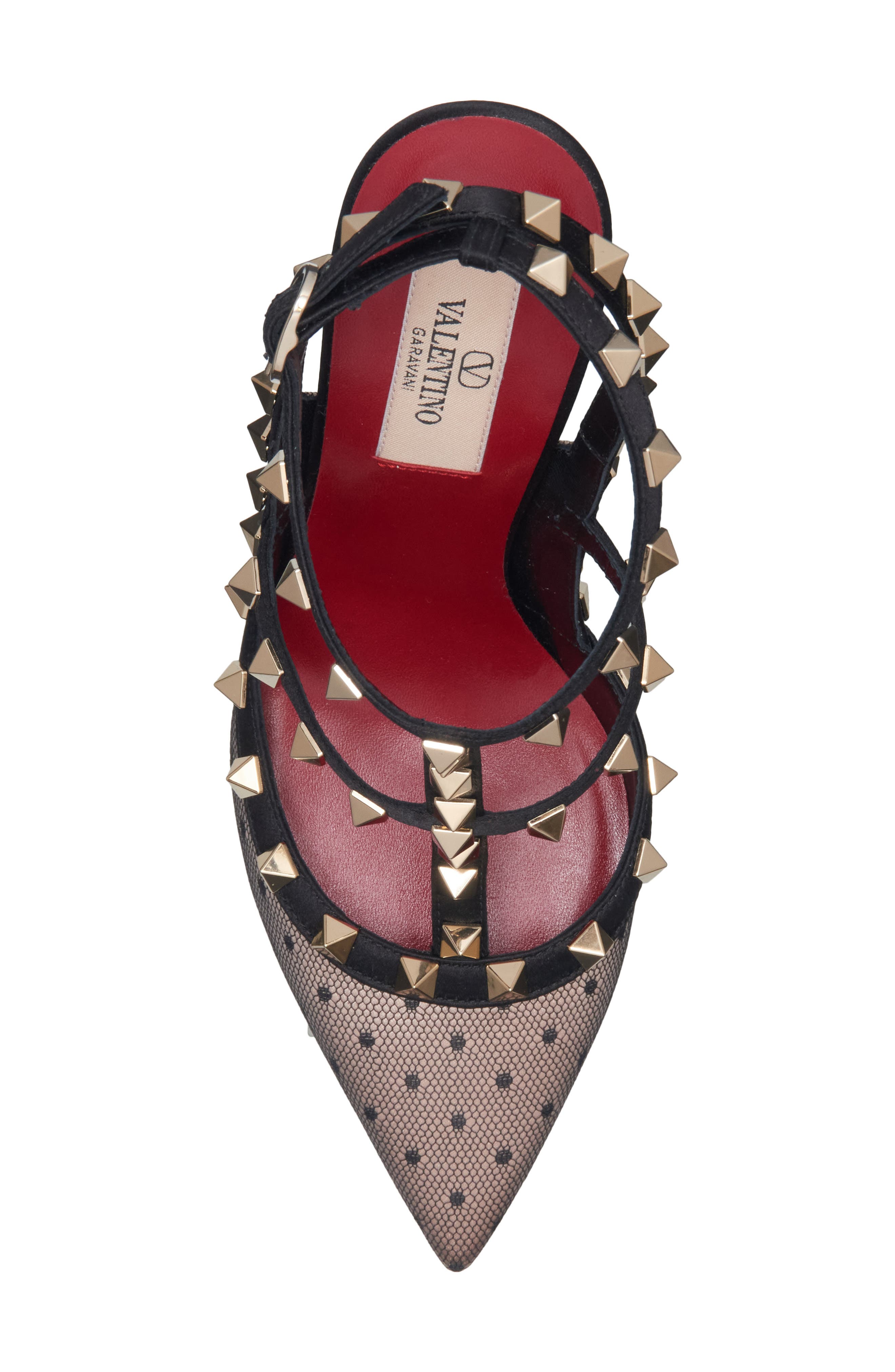 Rockstud Tulle Mesh Pump, Alternate, color, BEIGE/ BLACK