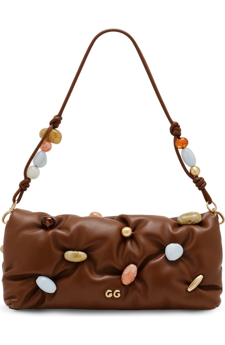 Cult Gaia Amalia Leather Clutch, Main, color, Saddle Bauble Multi