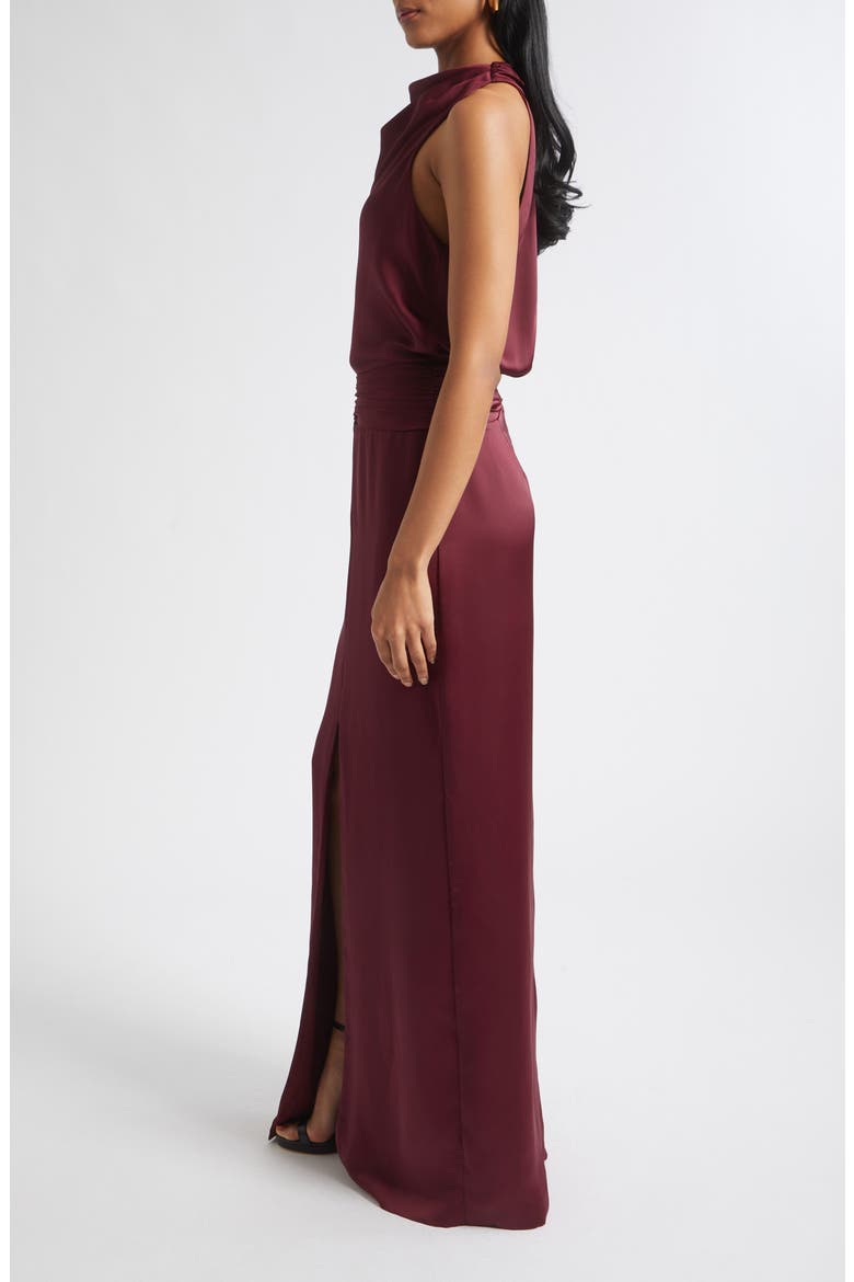 Charmayne Sleeveless Satin Gown, Alternate, color, CRANBERRY