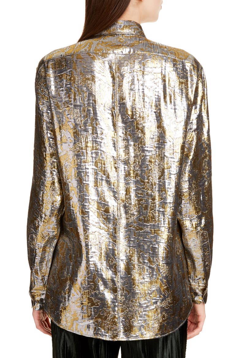 Clavelly Fil Coupé Lamé Shirt, Alternate, color, SILVER 952