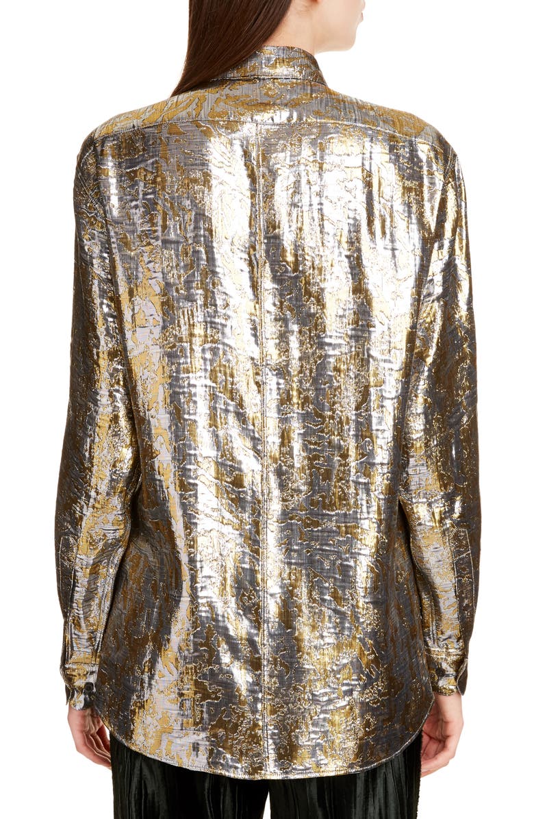 Dries Van Noten Clavelly Fil Coupé Lamé Shirt, Alternate, color, 