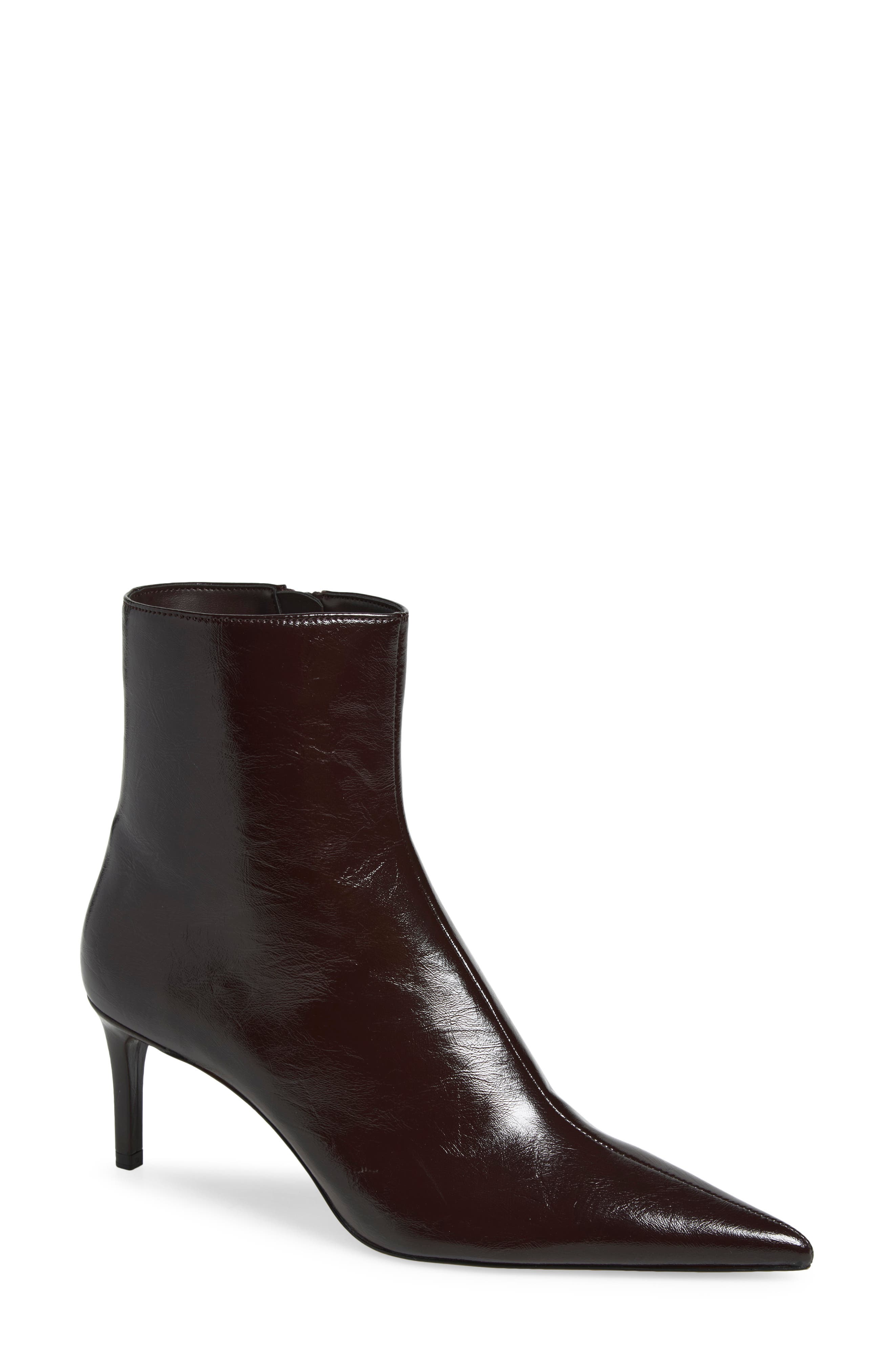 Tea Faux Leather Pointed Toe Ankle Bootie, Main, color, BURGUNDY