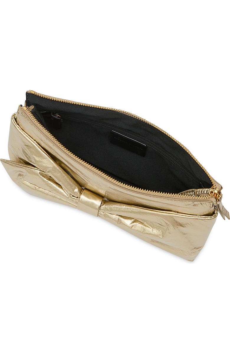 Rebecca Minkoff Bow Metallic Clutch, Alternate, color, Gold