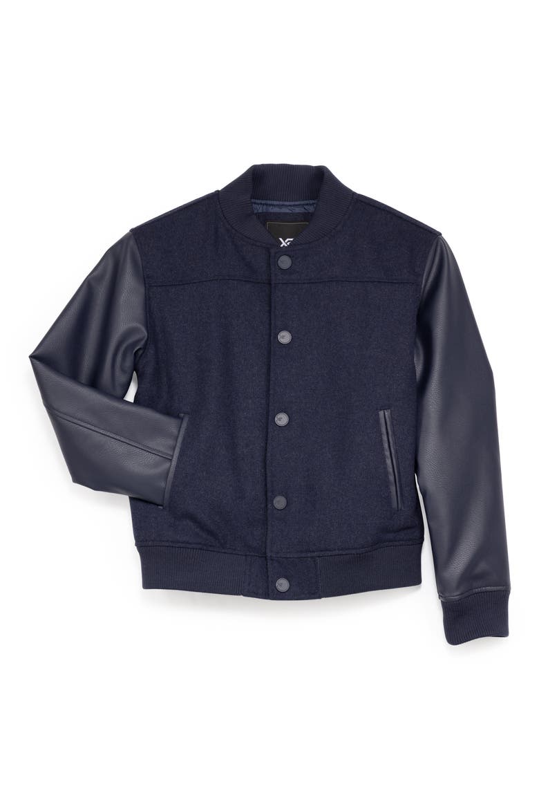 Kids' Varsity Bomber Jacket, Alternate, color, NAVY/ NAVY