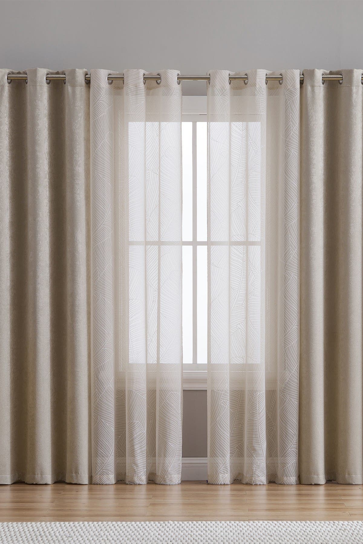 VCNY HOME Hudson Taupe Blackout & Puff Paint 4-Piece Curtain Panel Set ...