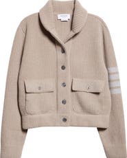Thom Browne 4-Bar Rib Stitch Wool Blend Bomber Jacket