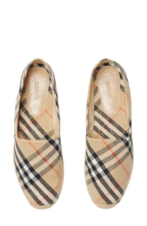 Burberry Canvas Check Pattern Espadrilles With Round Toe In Sand Ip Check