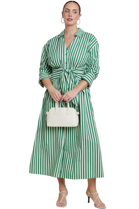 Cinch Detail Poplin Midi Dress