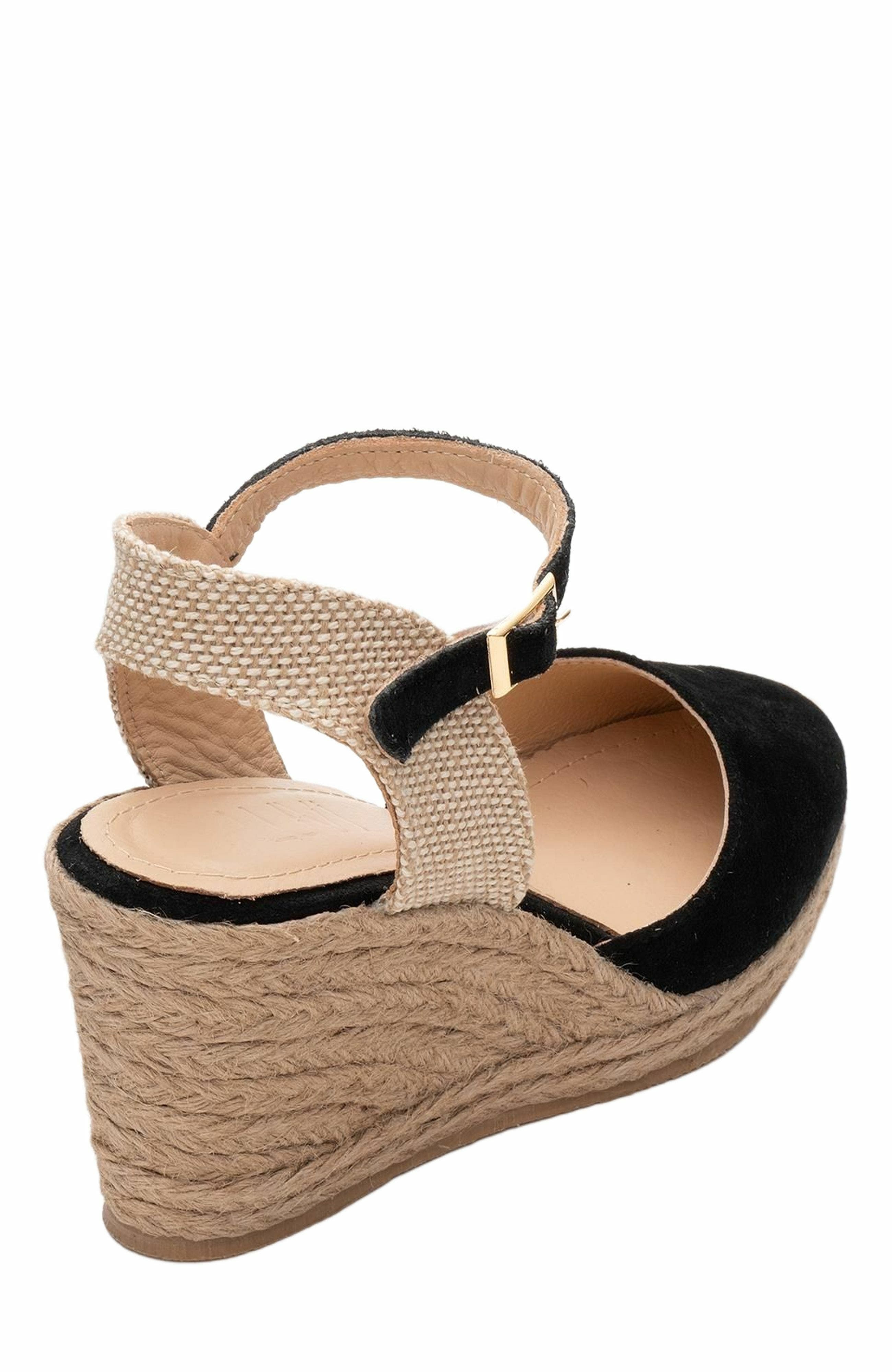 Forever & Always Shoes Sinta Suede Leather Platform Espadrille, Alternate, color, Black Suede Leather