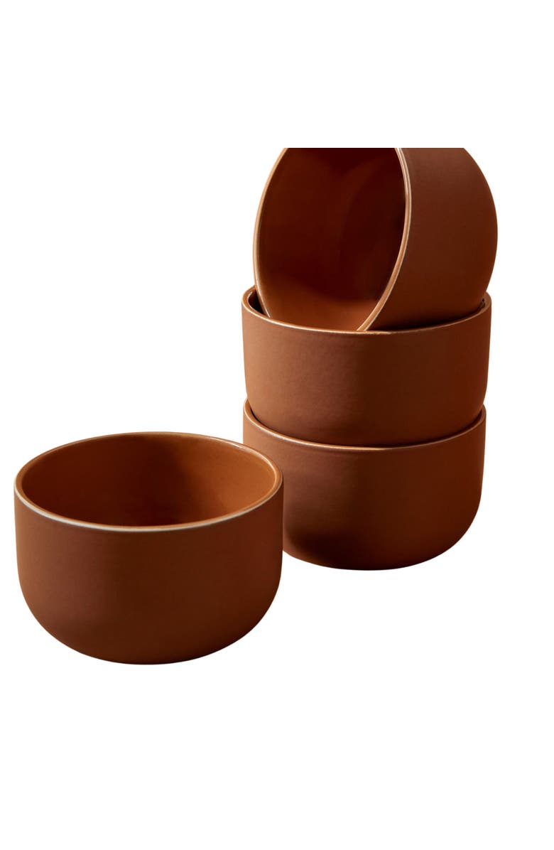 Gharyan Stoneware Le Gourmand Dinnerware Set, 16 Pieces, Alternate, color, Matte / Shiny Terracotta