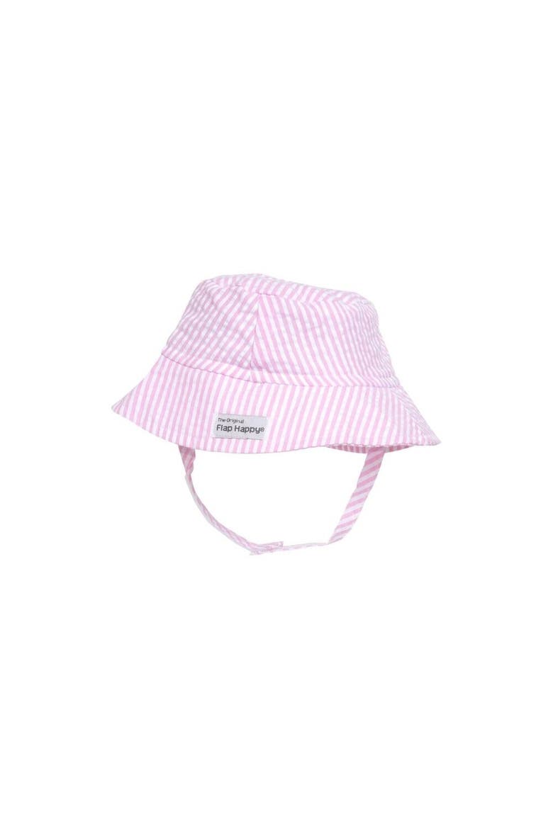 Kids UPF 50+ Lightweight, UV Blocking Bucket Sun Hat, Main, color, Pink Stripe Seersucker