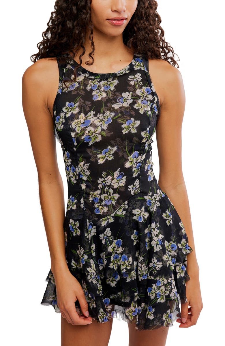 Free People Raven Print Minidress, Alternate, color, Midnight Combo