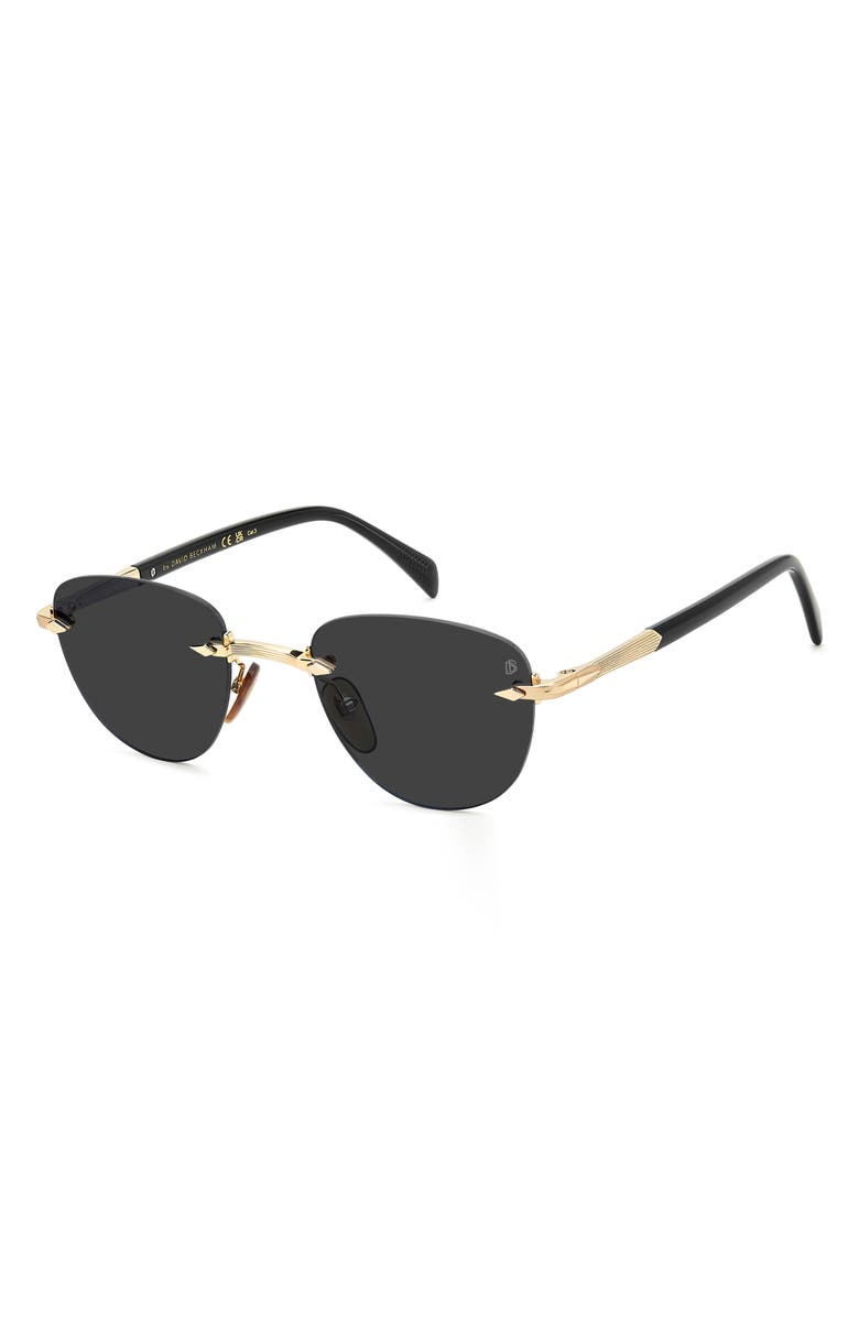David Beckham Eyewear 51mm Rimless Square Sunglasses, Alternate, color, Gold/ Black/ Grey