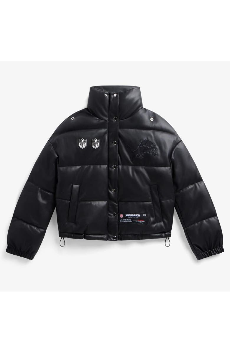 Off Season Women
s  Black Detroit Lions Faux Leather Puffer Jacket, Main, color, Black