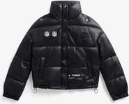 Off Season Women's Black Detroit Lions Faux Leather Puffer Jacket