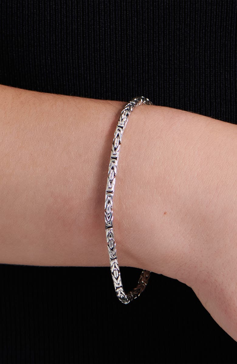 DEVATA Gender Inclusive Sterling Silver Borobudur Round 3mm Chain Bracelet, Alternate, color, Silver