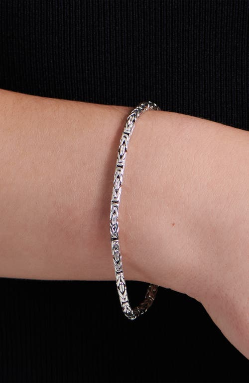 Devata Gender Inclusive Sterling Silver Borobudur Round 3mm Chain Bracelet In Silver