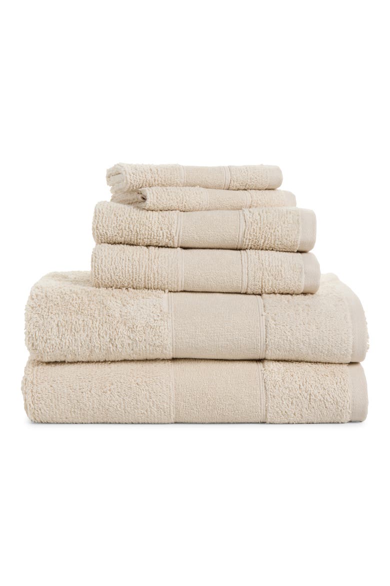 Turkish Cotton 6-Piece Towel Set, Main, color, LATTE