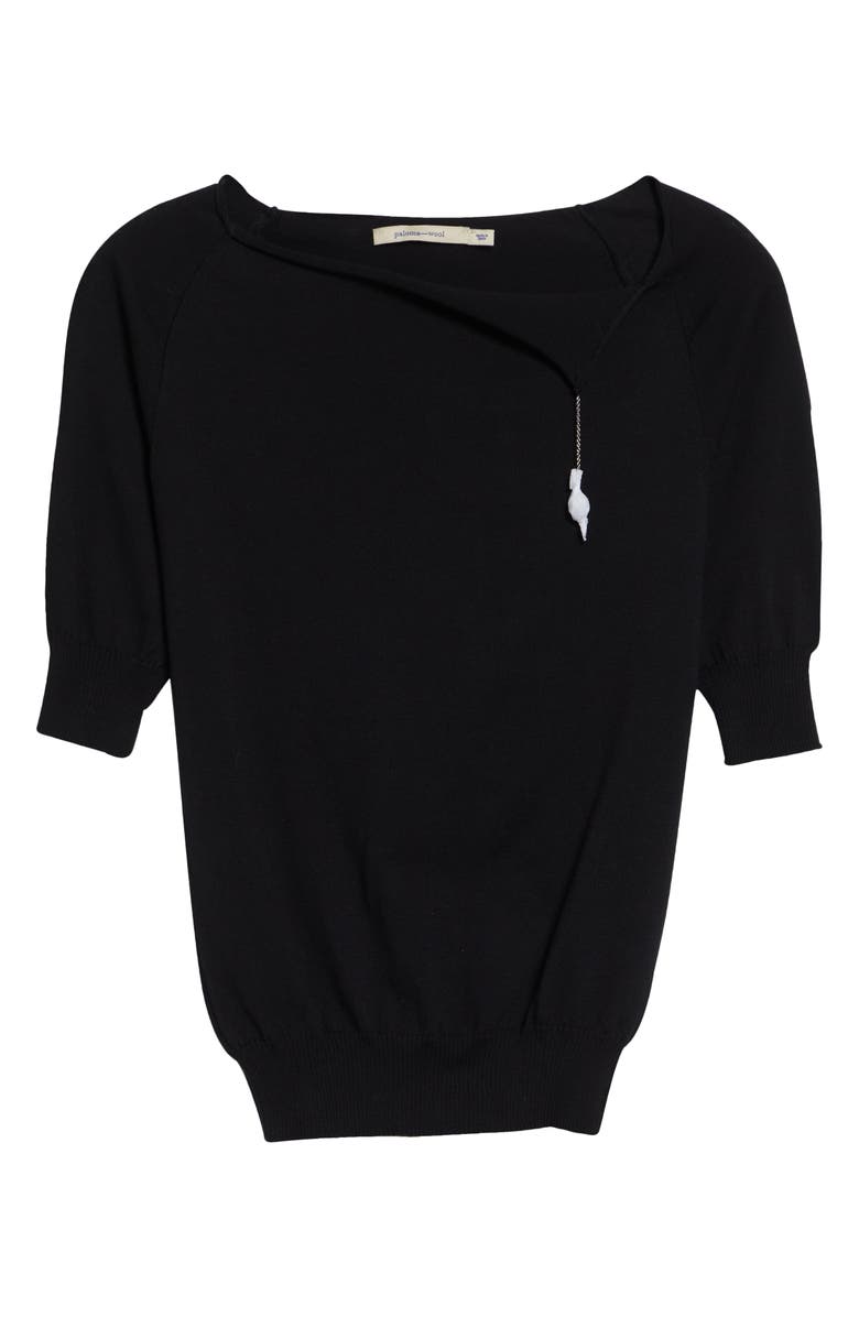 Paloma Wool Cain Crystal Tassel Cotton Sweater, Main, color, Black