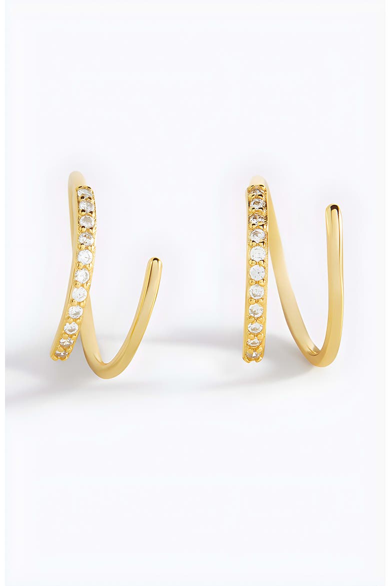 Double Loop Huggie Hoop Earrings, Main, color, Gold