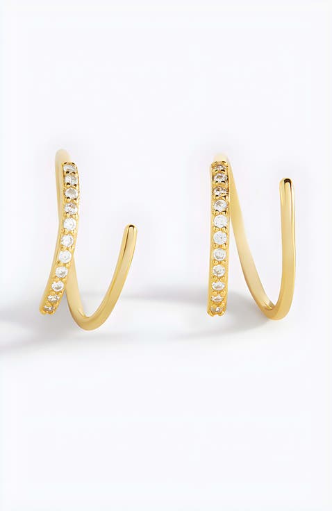 Double Loop Huggie Hoop Earrings