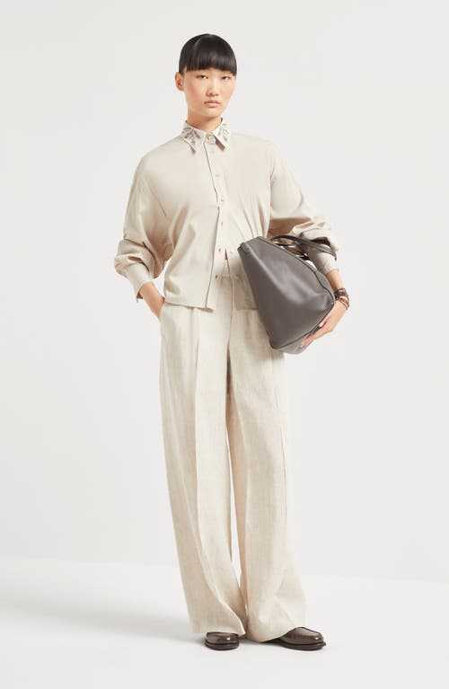 Brunello Cucinelli Women's Délavé Linen Wide Pleated Trousers In Yuta
