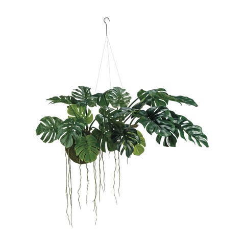 Hanging Faux Monstera Kokedama Plant