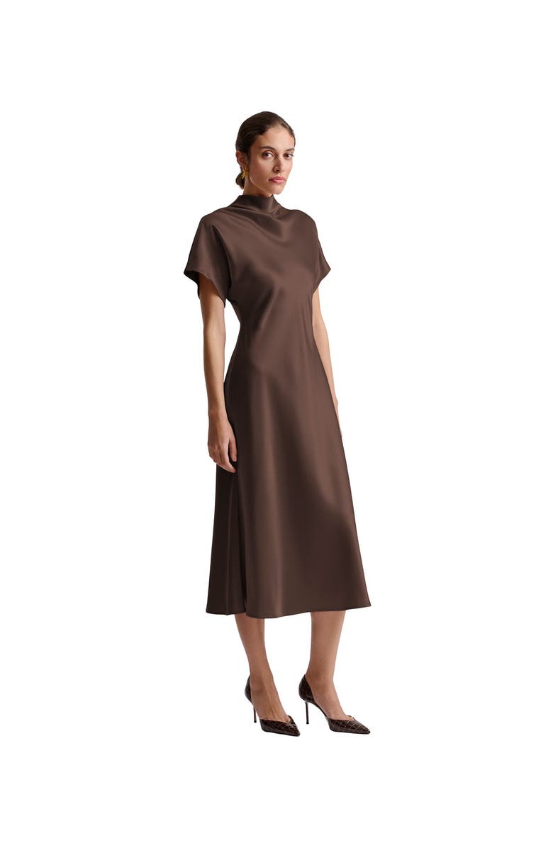 Malina Milena Cape Midi Dress, Main, color, Chocolate