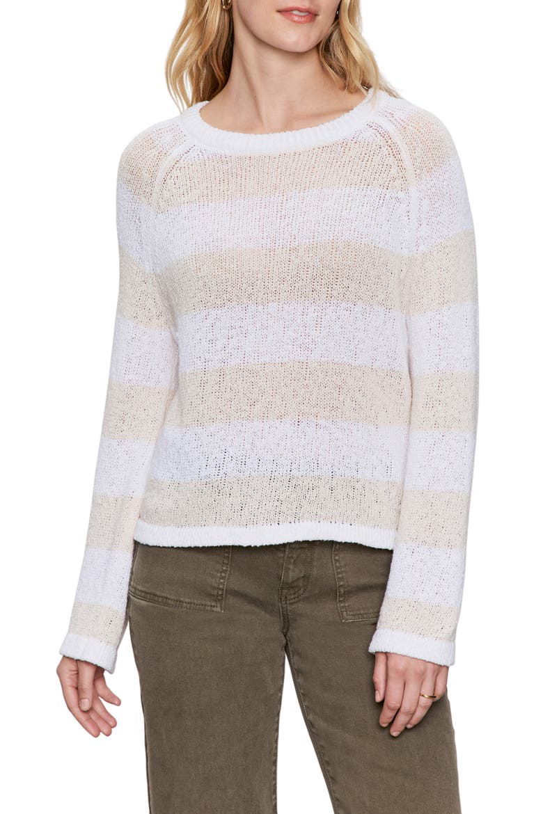 Cotton Blend Sweater, Main, color, WHITE/ LIGHT OAT STRIPE