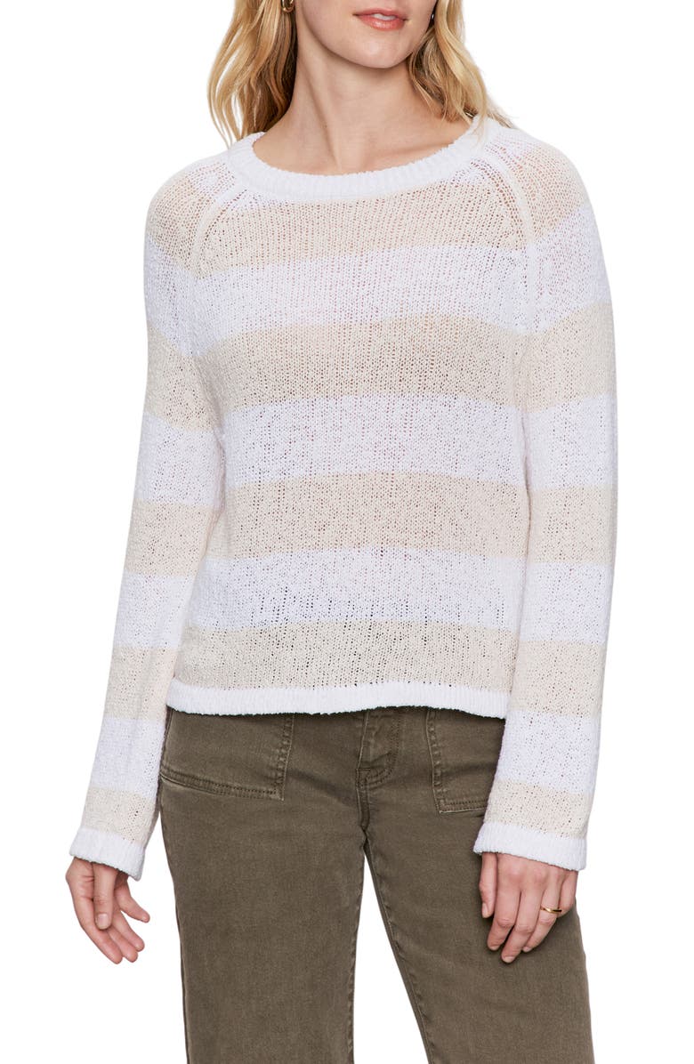 Sanctuary Cotton Blend Sweater, Main, color, White/ Light Oat Stripe