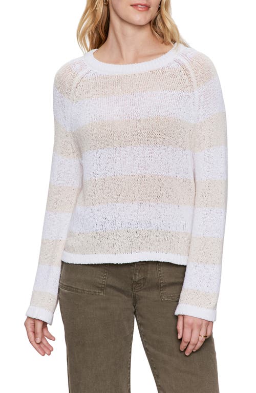 Sanctuary Raglan Stripe Round Neck Sweater In Cream In White