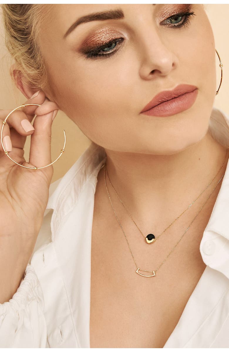 Oradina 14K Gold Stone Purse Pendant Necklace, Alternate, color, Gold/Black Onyx