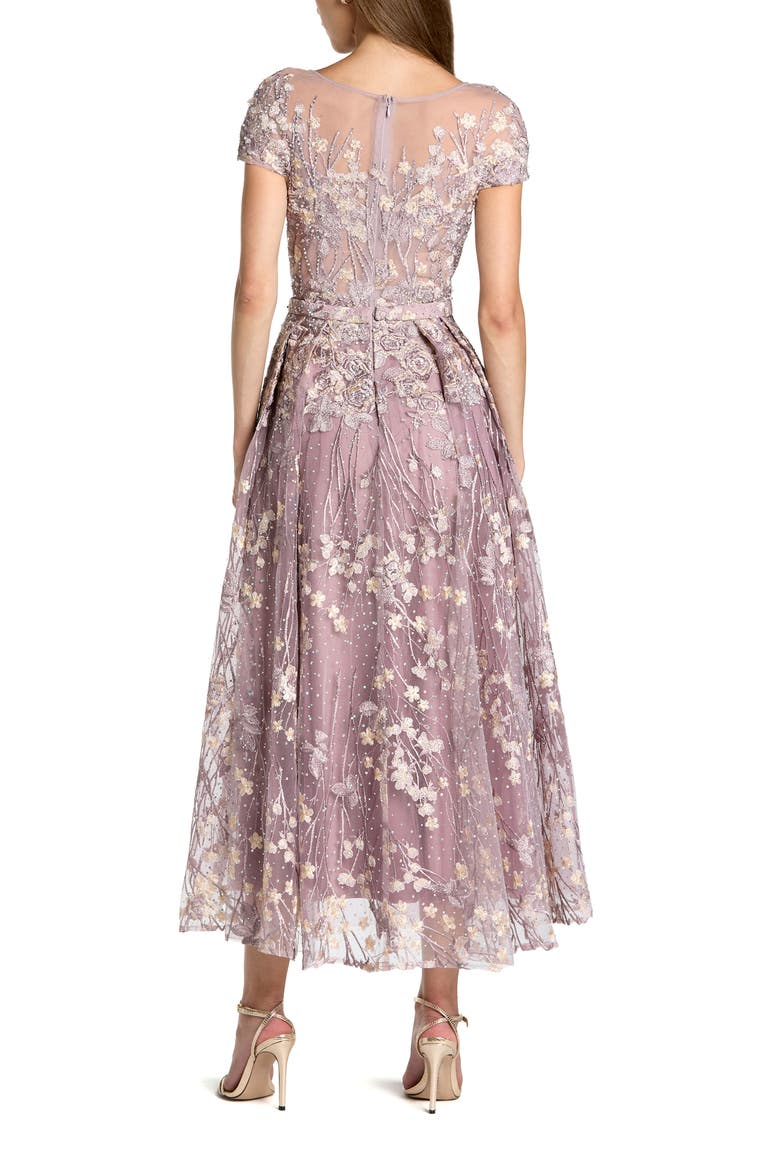 Embroidered Cap Sleeve High Neck Midi Dress, Alternate, color, Vintage Lilac