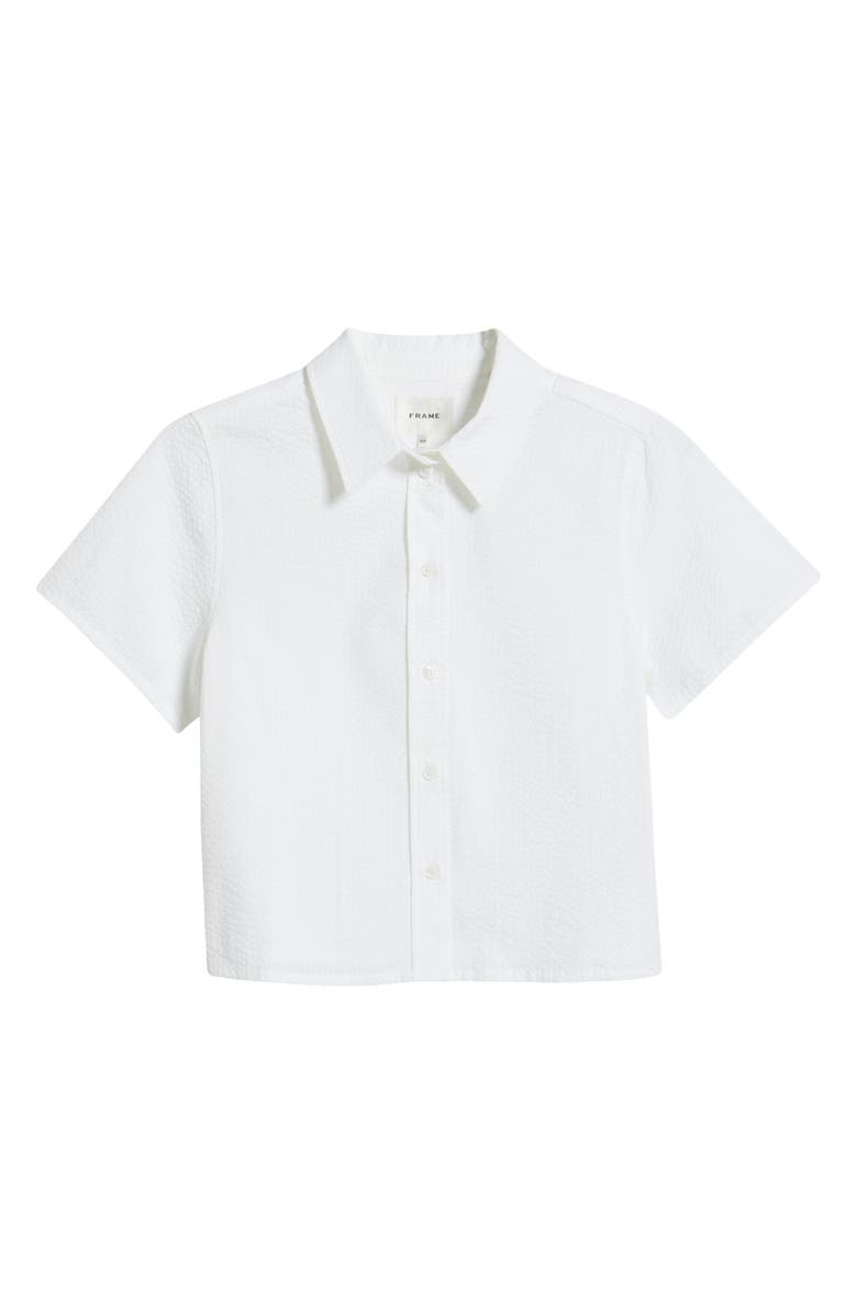 FRAME Cotton Seersucker Camp Shirt, Alternate, color, White