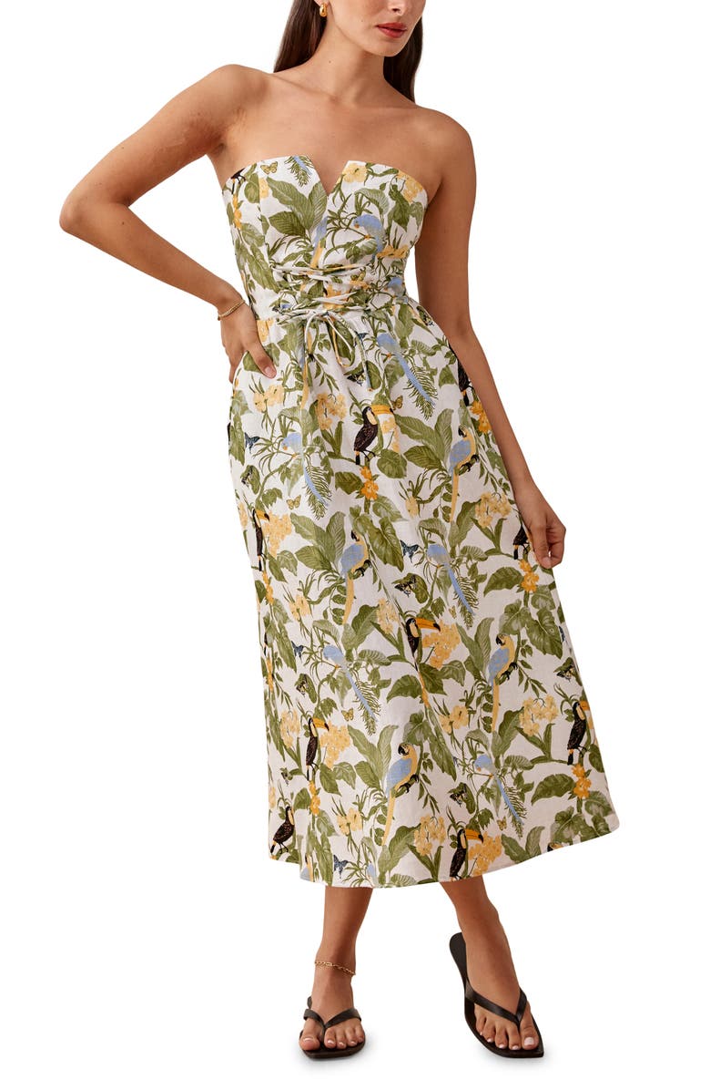 Reformation Cosima Sleeveless Linen Midi Dress, Main, color,