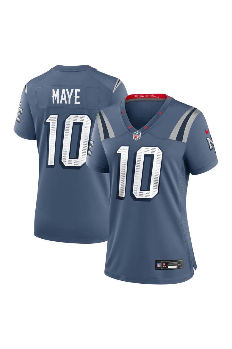 Women's Nike Drake Maye Storm Blue New England Patriots 2025 Rivalries Collection Game Jersey, Main, color, Blue