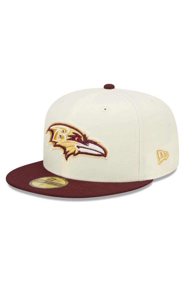 New Era Men's New Era Cream/Maroon Baltimore Ravens Gridiron Classics 2004 Hawaii Pro Bowl Exclusive 59FIFTY Fitted Hat, Alternate, color, 