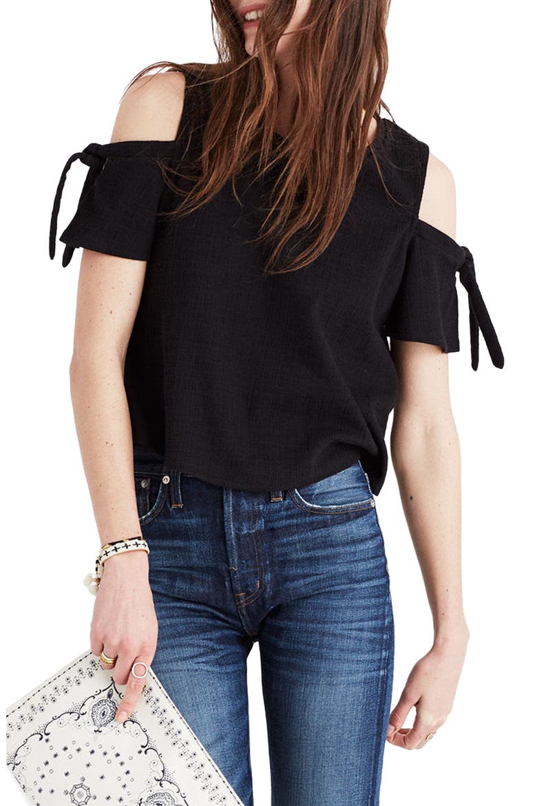 Skylark Cold Shoulder Top, Main, color, TRUE BLACK