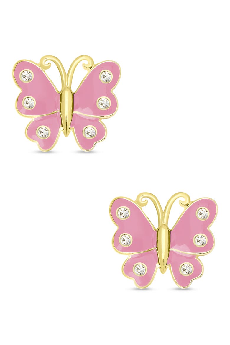 Kids' Butterfly Stud Earrings, Main, color, PINK