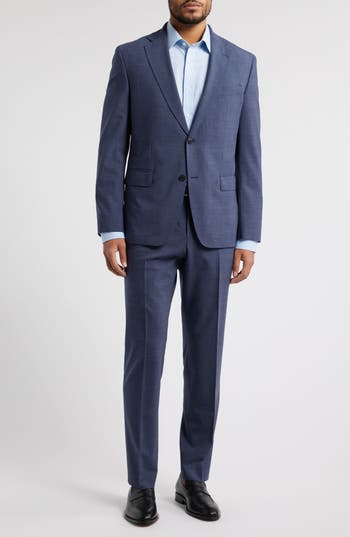 Hugo Boss Boss Huge Slim Fit Mélange Stretch Wool Suit In Blue