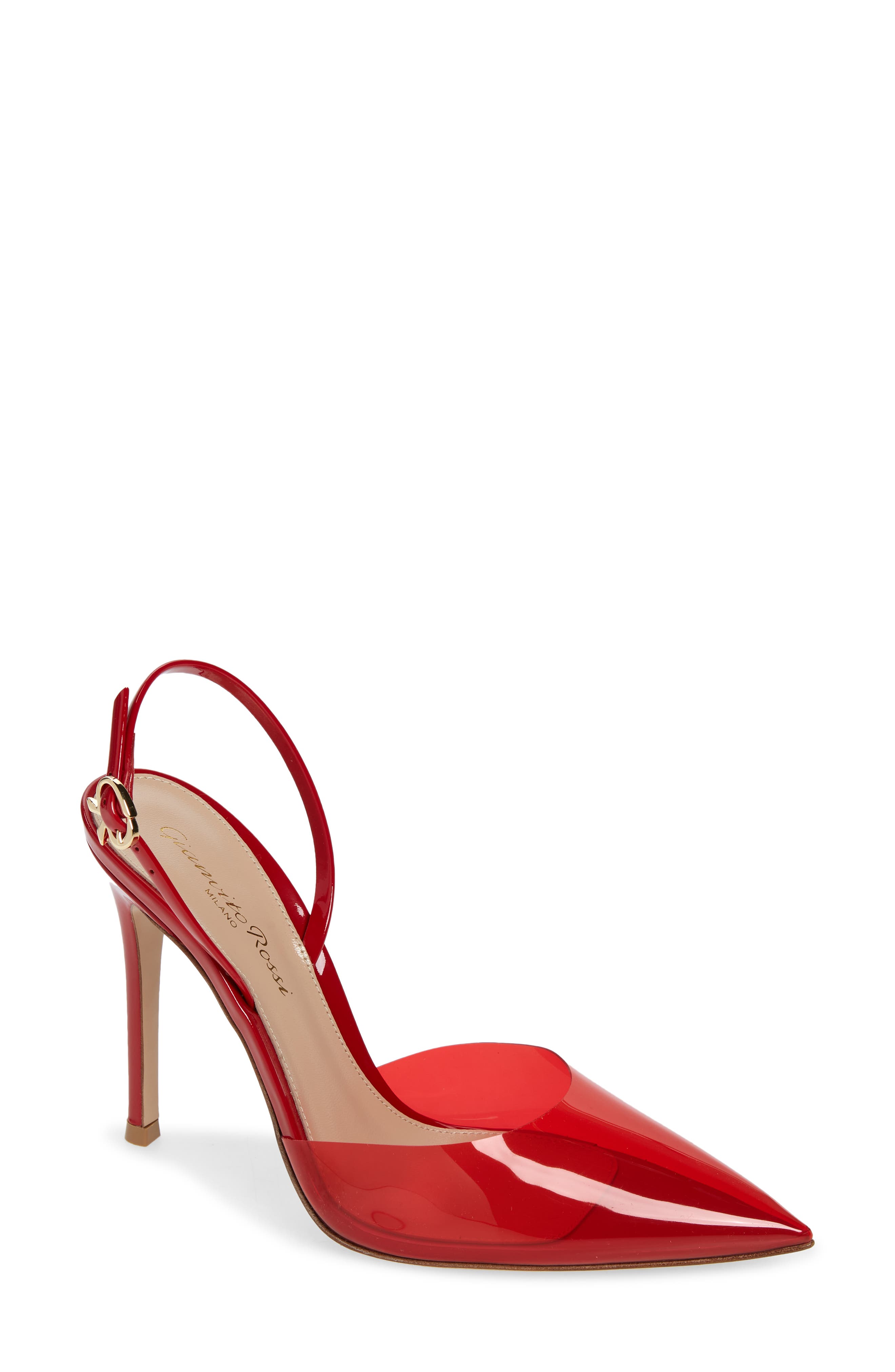 Gianvito Rossi Ribbon Pointed Toe Slingback Pump, Main, color, 