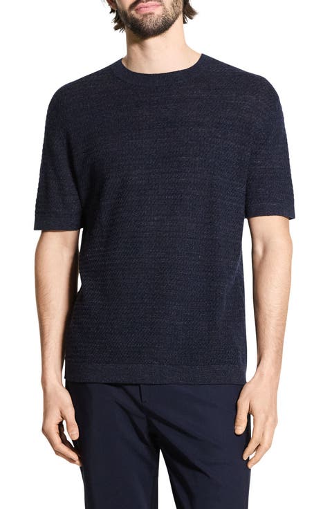 Kolben Short Sleeve Linen & Cotton Blend Crewneck Sweater